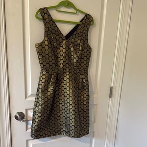 Gold and Black V-Neck vintage look Dress